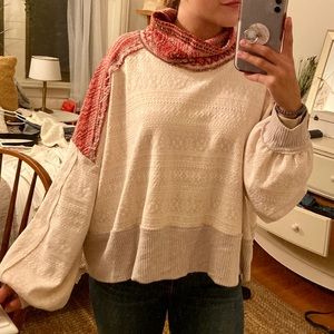 Free People Turtle-Neck, Bell-Sleeved Top